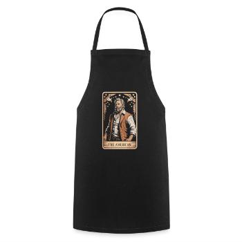 Vintage Tarot Karte – Der Amerikaner - Kochschürze - Schwarz - Vorne - AI Model Male 185 dark (185cm)