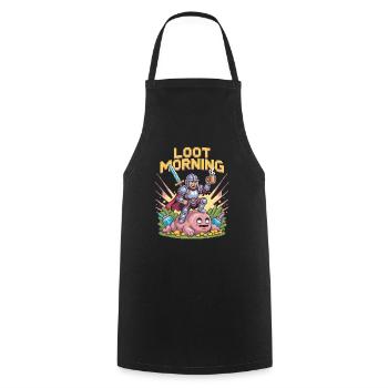 Loot Morning Pixel Gamer Shirt - Kochschürze - Schwarz - Vorne - AI Model Male 185 dark (185cm)