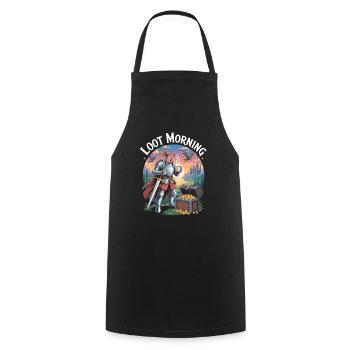 Gamer Shirt Loot Morning - Cooking Apron - black - Front - AI Model Male 185 dark (185cm)