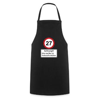 27 Achtung nur Bier als Treibstoff einfüllen - Kochschürze - Schwarz - Vorne - AI Model Male 185 dark (185cm)