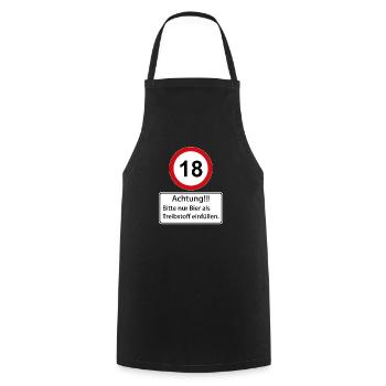 18 Attention à ne remplir que de la bière comme carburant - Tablier de cuisine - noir - Devant - AI Model Male 185 dark (185cm)