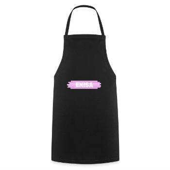 Nom de femme Enisa - Tablier de cuisine - noir - Devant - AI Model Male 185 dark (185cm)