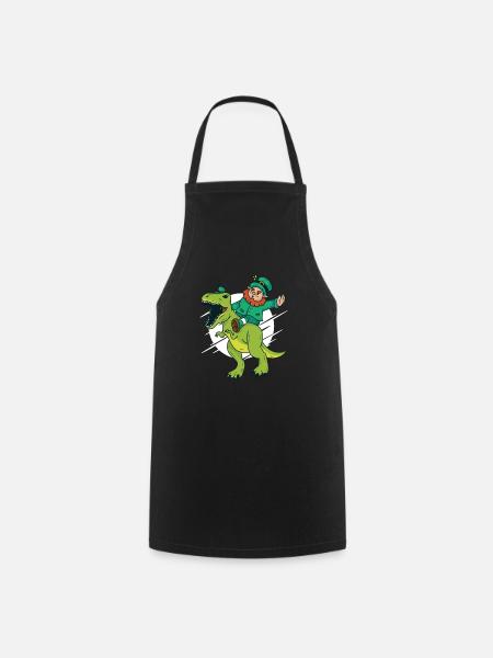 Dwarf rides Dino - Cooking Apron - black