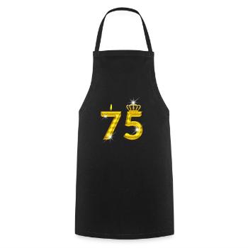 75 birthday - Crown - candle - gold - Cooking Apron - black - Front - AI Model Male 185 dark (185cm)