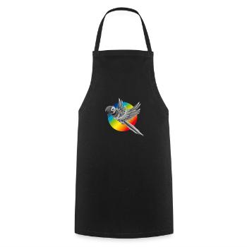 Parrot colorful bird rainbow cute fly com - Cooking Apron - black - Front - AI Model Male 185 dark (185cm)
