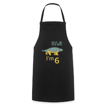 For the 6th birthday for boys Ankylosaurus - Cooking Apron - black - Front - AI Model Male 185 dark (185cm)
