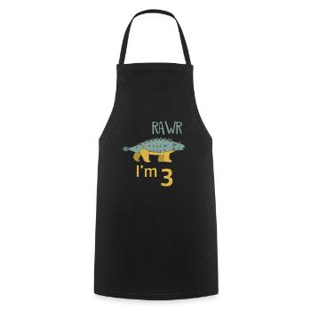 Pour trois garçons d'anniversaire pour les filles Ankylosaure - Tablier de cuisine - noir - Devant - AI Model Male 185 dark (185cm)