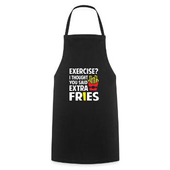 Exercise? I thought you said extra Fries - Tablier de cuisine - noir - Devant - AI Model Male 185 dark (185cm)