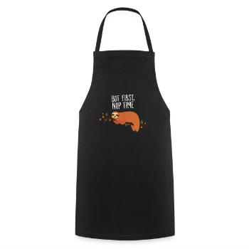 But First, Nap Time - Lazy Sloth - Tablier de cuisine - noir - Devant - AI Model Male 185 dark (185cm)