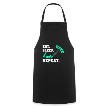 Eat Sleep Kite Repeat Kiteboarding gift idea - Cooking Apron - black - Front - AI Model Male 185 dark (185cm)