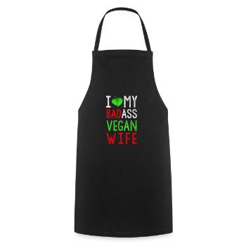 J'aime ma femme vegan badass - Tablier de cuisine - noir - Devant - AI Model Male 185 dark (185cm)