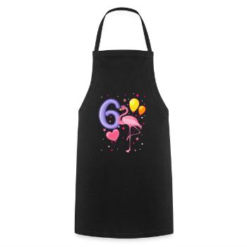 6e anniversaire fille flamingo j'ai 6 ans - Tablier de cuisine - noir - Devant - AI Model Male 185 dark (185cm)