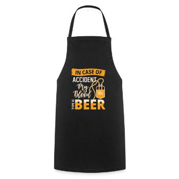 En cas d’accident, mon groupe sanguin est la bière - Tablier de cuisine - noir - Devant - AI Model Male 185 dark (185cm)