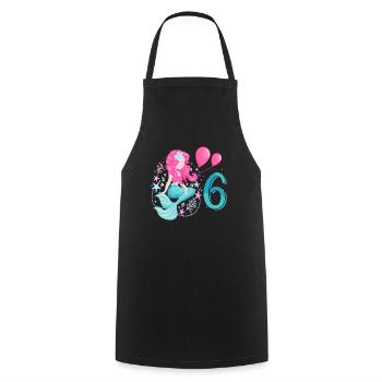 6th birthday mermaid Six years children - Cooking Apron - black - Front - AI Model Male 185 dark (185cm)