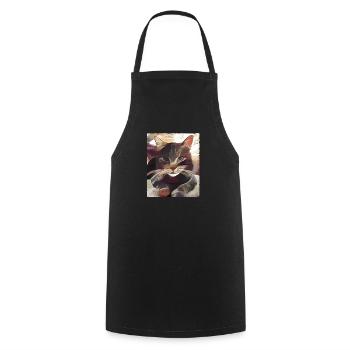 Chat, des phrases drôles - Tablier de cuisine - noir - Devant - AI Model Male 185 dark (185cm)