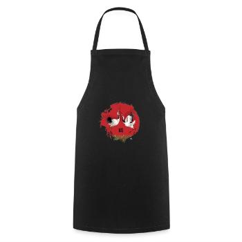 Japanese cranes in red circle illustration - Cooking Apron - black - Front - AI Model Male 185 dark (185cm)