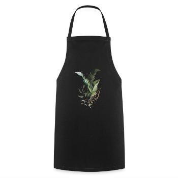 Tropical Leaves Illustration - Cooking Apron - black - Front - AI Model Male 185 dark (185cm)