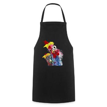 A funny chicken, chicken, chicken with glasses - Cooking Apron - black - Front - AI Model Male 185 dark (185cm)