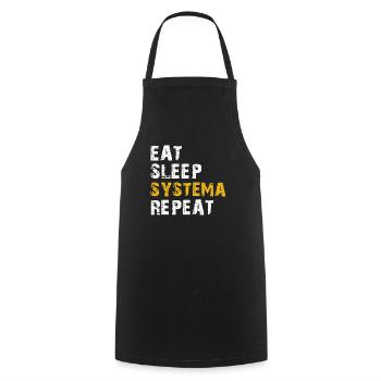 eat sleep Systema - Cooking Apron - black - Front - AI Model Male 185 dark (185cm)