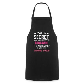 J'ai un secret je vais être grande sœur cadeau - Tablier de cuisine - noir - Devant - AI Model Male 185 dark (185cm)