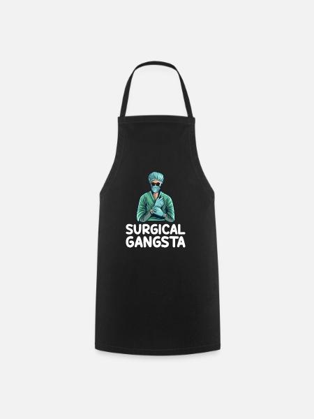 Surgical Gangsta Surgical Technologist Tech Funny - Cooking Apron - black
