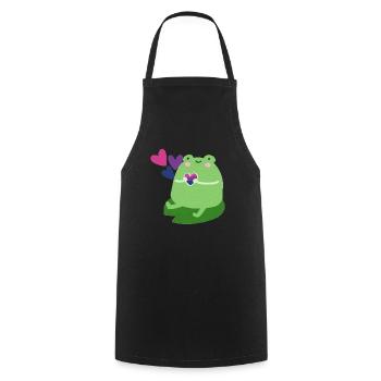 Grenouille douce avec des couleurs de drapeau de fierté bisexuelle - Tablier de cuisine - noir - Devant - AI Model Male 185 dark (185cm)