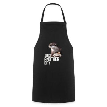 Funny Otter T-shirt - Just Another Day for Otter - Cooking Apron - black - Front - AI Model Male 185 dark (185cm)