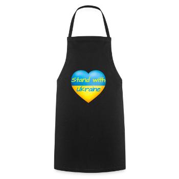 Stand with Ukraine Heart yellow blue flag Ukraine - Cooking Apron - black - Front - AI Model Male 185 dark (185cm)