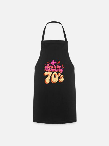 Born in the 70s 70s Retro Hippie colorful - Cooking Apron - black