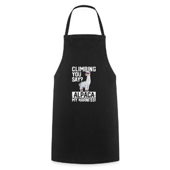 Rock Climber Adventure Climbing You say? Alpaca - Cooking Apron - black - Front - AI Model Male 185 dark (185cm)