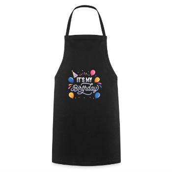C’est mon anniversaire - Tablier de cuisine - noir - Devant - AI Model Male 185 dark (185cm)
