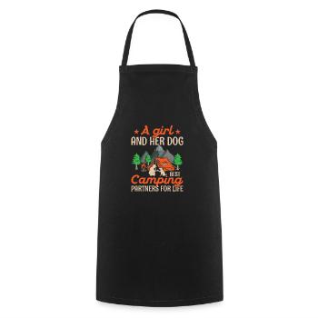 A Girl And Her Dog Best Camping Partners For Life - Cooking Apron - black - Front - AI Model Male 185 dark (185cm)