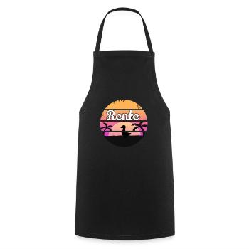 Ruhestand Pension Retro Geschenk Damen Retro Ente - Cooking Apron - black - Front - AI Model Male 185 dark (185cm)