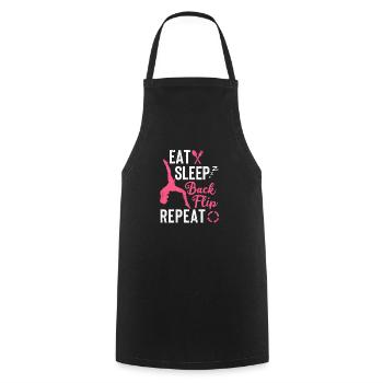 Eat Sleep Back Flip Repeat Acrobat Gymnastics Funny - Cooking Apron - black - Front - AI Model Male 185 dark (185cm)