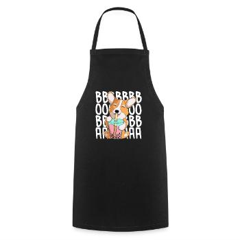 mignon kawaii corgi boire du thé boba - Tablier de cuisine - noir - Devant - AI Model Male 185 dark (185cm)