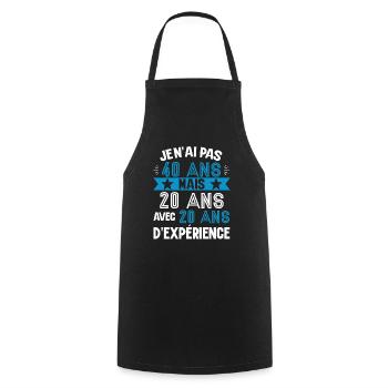 Cadeau anniversaire 40 ans rigolo homme - Tablier de cuisine - noir - Devant - AI Model Male 185 dark (185cm)