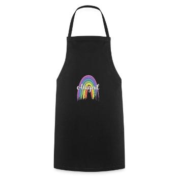 ABIGAIL Rainbow Cursive - Cooking Apron - black - Front - AI Model Male 185 dark (185cm)