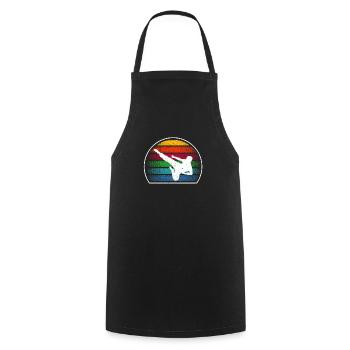 Karate Retro Sunset 80s Style Fight - Cooking Apron - black - Front - AI Model Male 185 dark (185cm)