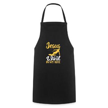Jésus est le vent dans mon église de cerf-volant Kitesurf - Tablier de cuisine - noir - Devant - AI Model Male 185 dark (185cm)