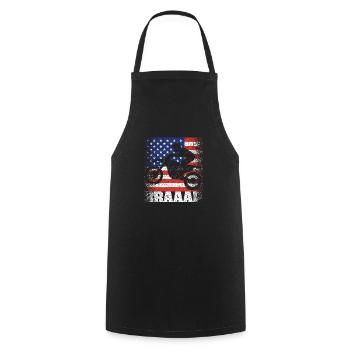 Braaap Vintage USA amerikanische Flagge Dirt Bike - Kochschürze - Schwarz - Vorne - AI Model Male 185 dark (185cm)
