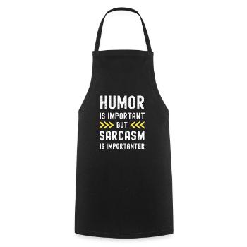 L’humour est important, mais le sarcasme est plus important - Tablier de cuisine - noir - Devant - AI Model Male 185 dark (185cm)