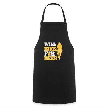 Will Bike For Beer Lover Cycling Road Bike Funny - Cooking Apron - black - Front - AI Model Male 185 dark (185cm)