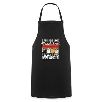 Les chats sont comme Français frites Drôle de chat Amant Noir C - Tablier de cuisine - noir - Devant - AI Model Male 185 dark (185cm)