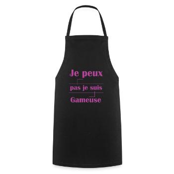 Tshirt femme Je peux pas je suis gameuse - Tablier de cuisine - noir - Devant - AI Model Male 185 dark (185cm)