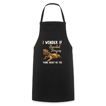 Je me demande si les dragons barbus pensent à moi aussi Bea - Tablier de cuisine - noir - Devant - AI Model Male 185 dark (185cm)