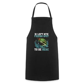 J’ai quitté mon lieu de pêche pour être ici Pêcheur Angle - Tablier de cuisine - noir - Devant - AI Model Male 185 dark (185cm)