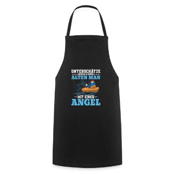 Never underestimate an old man with an Ang - Cooking Apron - black - Front - AI Model Male 185 dark (185cm)