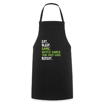 Eat Sleep Game Watch Jeux Pensez aux jeux drôles - Tablier de cuisine - noir - Devant - AI Model Male 185 dark (185cm)