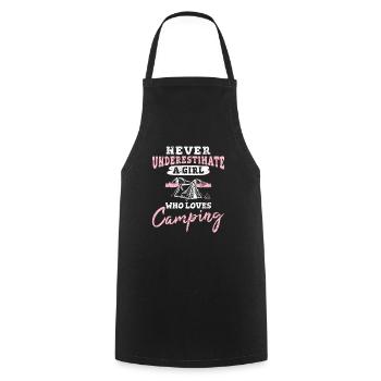 Never Underestimate A Girl Who Loves Camping Funny - Kochschürze - Schwarz - Vorne - AI Model Male 185 dark (185cm)