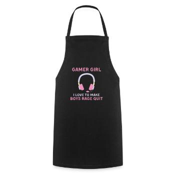 Gamer Girl Funny Quote Gaming Girls Teens - Kochschürze - Schwarz - Vorne - AI Model Male 185 dark (185cm)